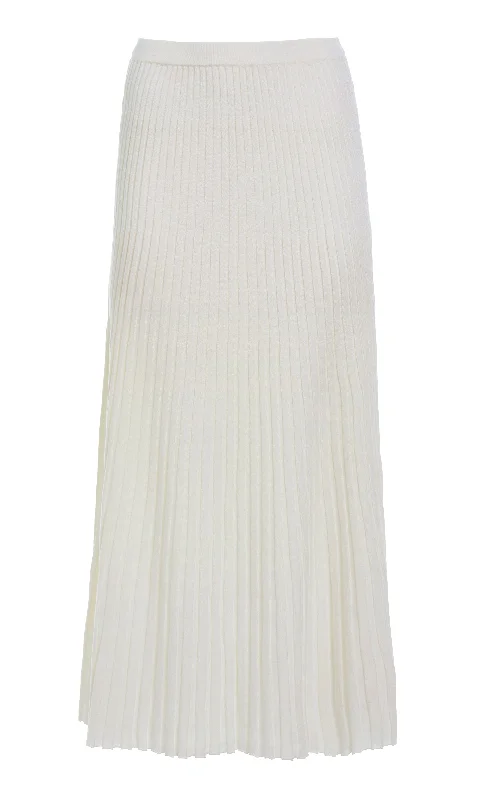 Aurora Knit Maxi Skirt in Ivory Merino Wool