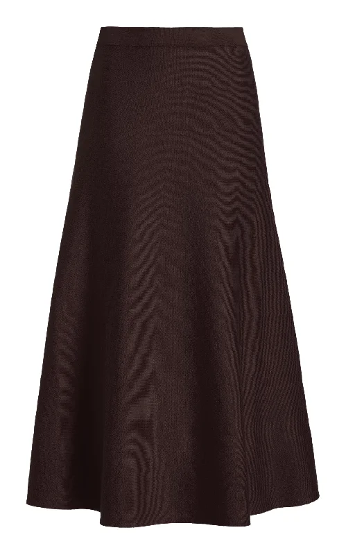 Freddie Knit Midi Skirt in Chocolate Merino Wool Cashmere