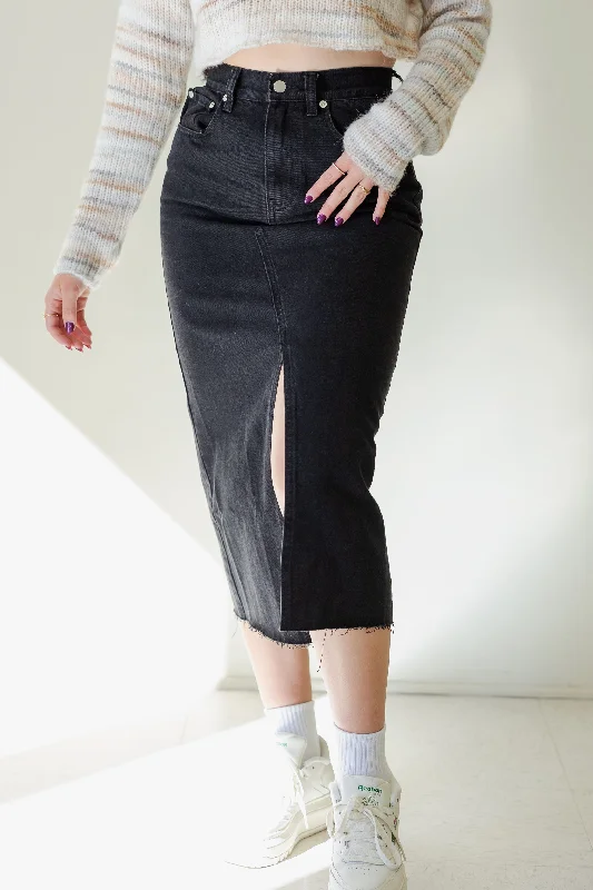 Not Again Denim Midi Skirt