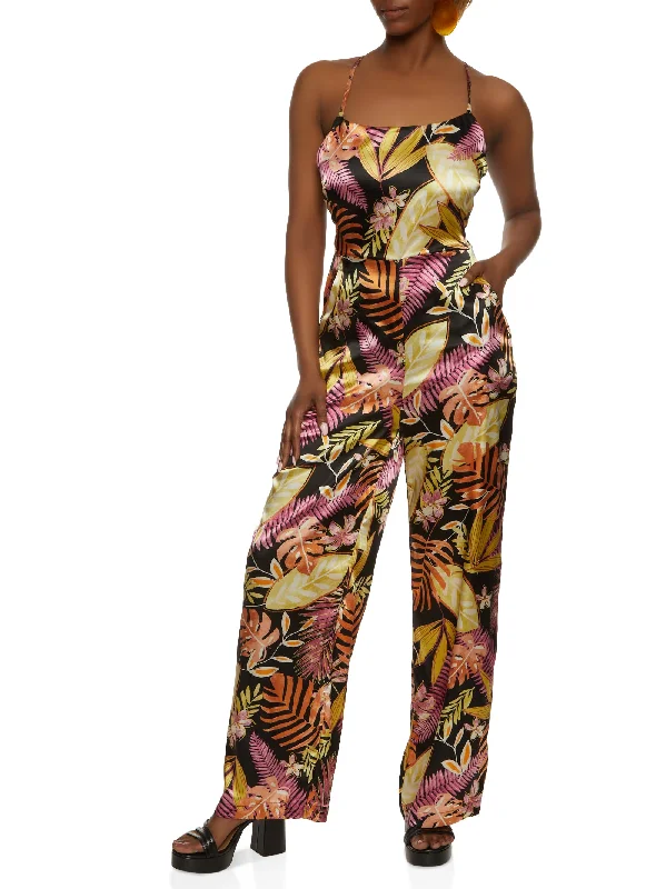 Haute Monde Satin Floral Jumpsuit