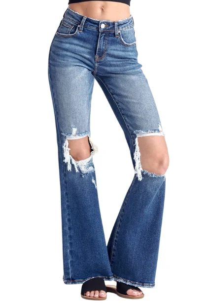 Risen Makayla MR Distressed Flare Jeans